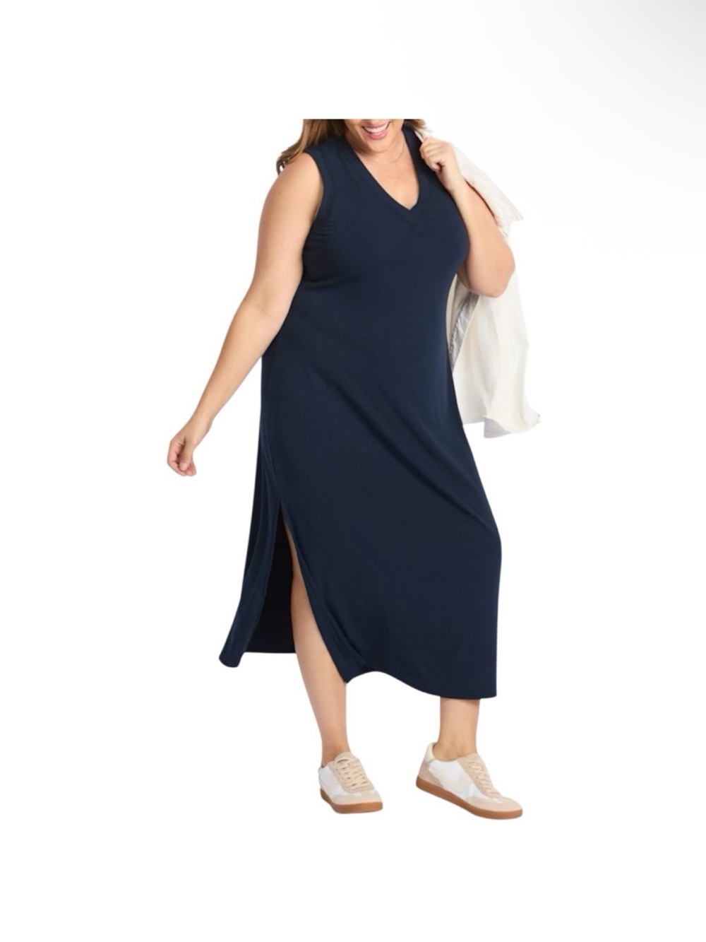 NWT nine Britton navy blue Sleeveless V-Neck Maxi Dress SZ 3X